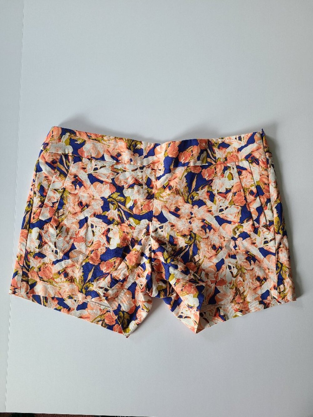 Women's J Crew Stretch Chino Shorts 10 Floral Peach 4" Ins Midrise 37571